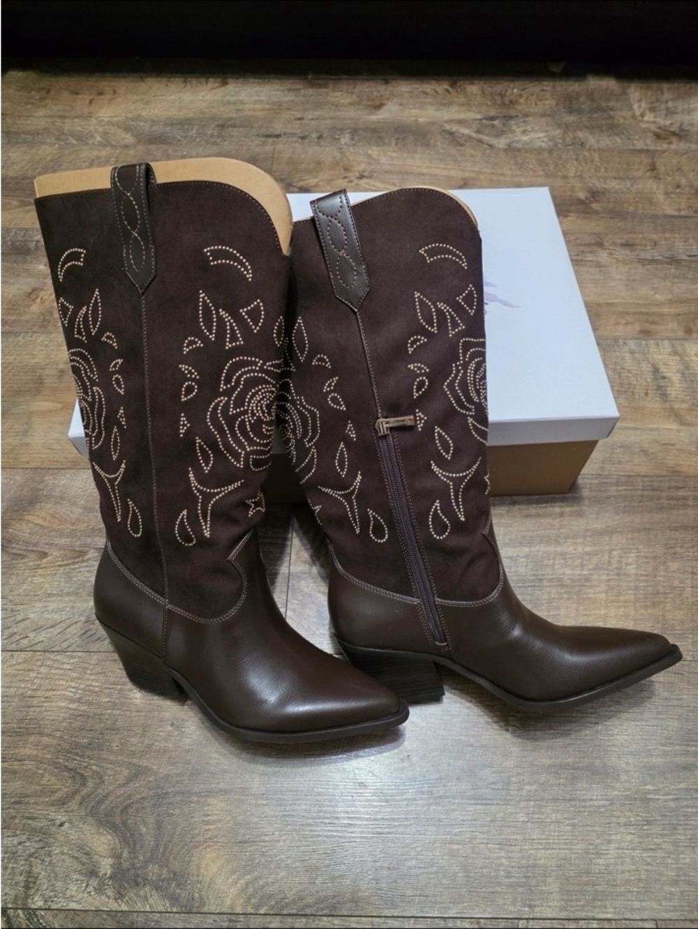 Jessica Simpson Brown Zodra Embroidered Western Knee-High Boots W 6.5 WC  NIB